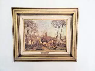 11254636_10_1 Sehr schöne Kunstreproduktion von C. Pissaro (1830-1903) mit dem Titel »The entrance to the Village of Voisins«. Größe 60 x 50 c