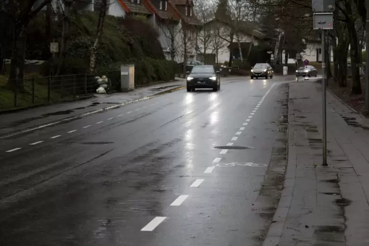 Beidseitige Schutzstreifen in der Kantstra&szlig;e.