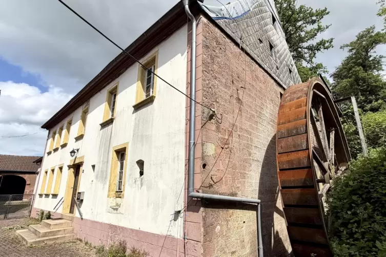 Das Wasserrad der Dorfm&uuml;hle Katzweiler ist laut Claudia Rhein das gr&ouml;&szlig;te der Pfalz.