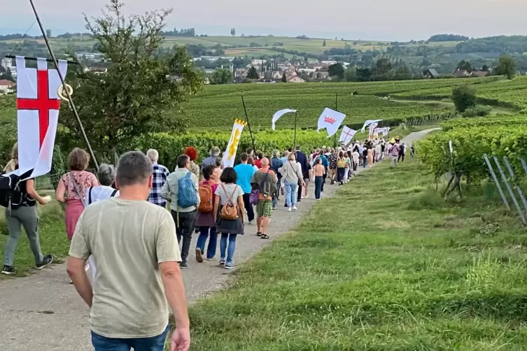 &bdquo;R&uuml;ckkehr nach Canossa&ldquo; 2024 f&uuml;hrte durch dei Weinberge nach Wei&szlig;enburg.