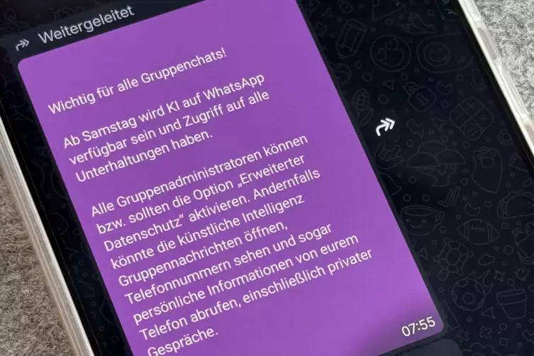 Ein Kettenbrief in einem Gruppenchat auf WhatsApp