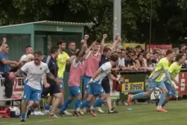 Grenzenloser Jubel: Die SVB-Spieler bei den Aufstiegsfeierlichkeiten.