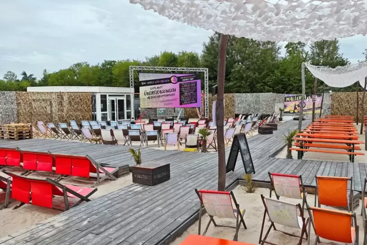 Noch sind die St&uuml;hle leer, ab Donnerstag soll in Coco's Beachbar & Lounge das Fu&szlig;ballfieber steigen. 