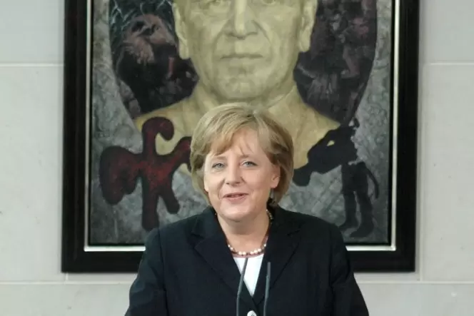 Seit 2007 hängt Gerhard Schröders Porträt im Kanzleramt. Seine Nachfolgerin lässt sich noch Zeit.