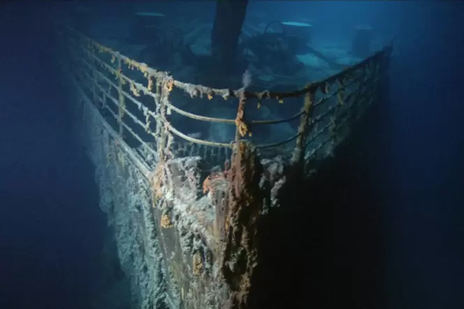 Das Wrack der Titanic liegt in knapp 3800 Metern Tiefe. Das Bild aus dem Jahr 2003 zeigt den Bug des Schiffes, das 1912 auf dem