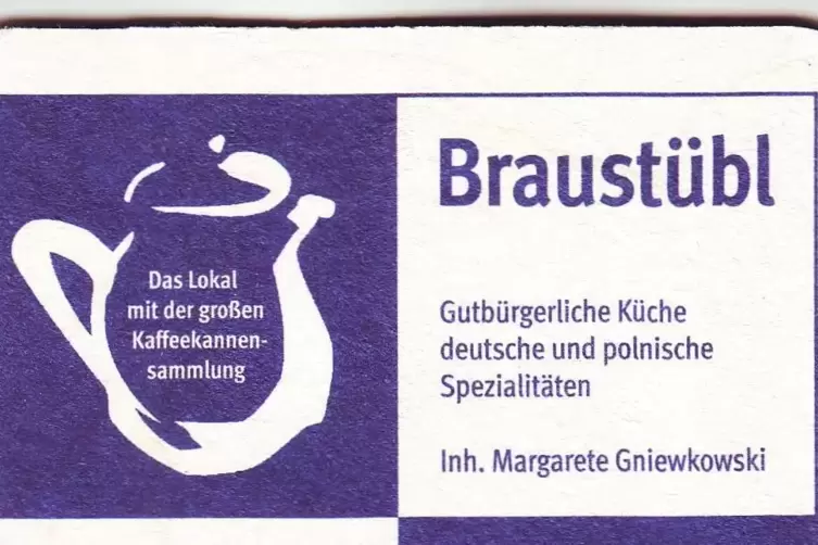 Ein Bierdeckel aus dem &bdquo;Braust&uuml;bl&ldquo;, das es von den 1980er-Jahren bis Ende 2022 in der Lindenstra&szlig;e gab. 
