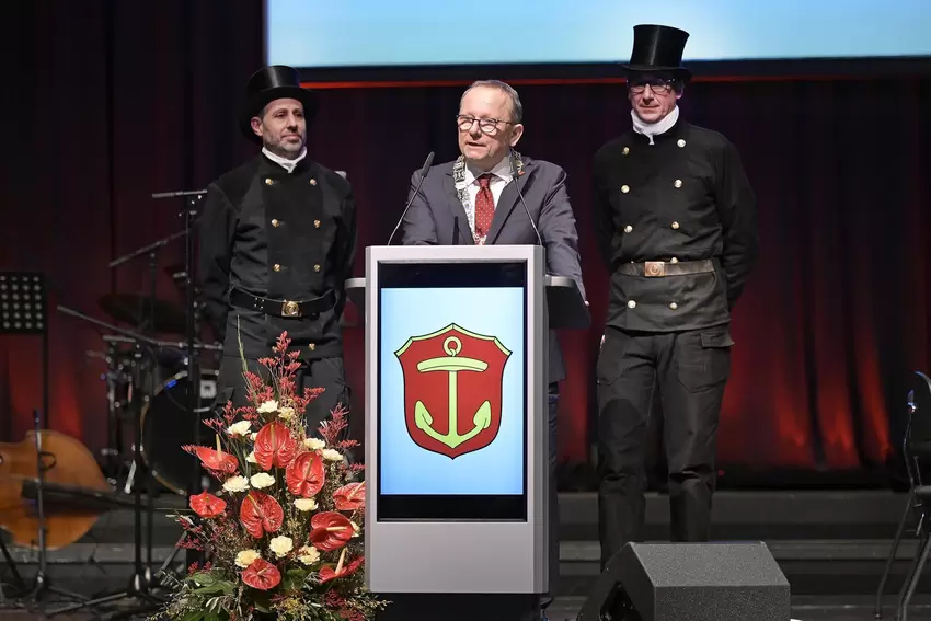 Klaus Blettner bei seinem ersten Neujahrsempfang.