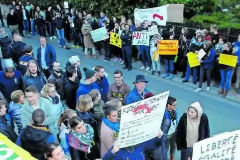 Demonstration gegen Besuchn von AfD-CHefin Frauke Petry.