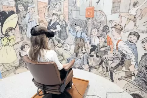 Brille aufsetzen und staunen: Eine Virtual-Reality-Installation versetzt Besucher in einen frühen Comicstrip.