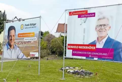 Einer von ihnen wird der erste Bürgermeister der Verbandsgemeinde Leiningerland: Frank Rüttger und Reinhold Niederhöfer treten a