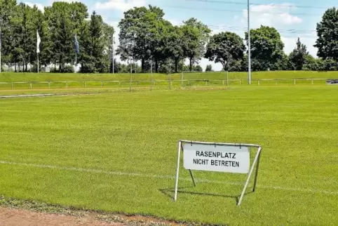 Die Stadtverwaltung nutzt einmal jährlich die Spielpause des VfR 1919, um den Rasen wieder für den Sportbetrieb flott zu machen.