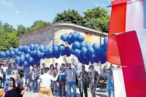 Europa-Botschaft am Lufballon. Gestern beim Festungsfest in Germersheim.