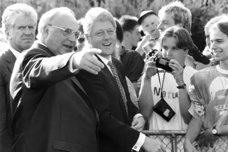 Helmut Kohl empfing in Ludwigshafen viele Staatsg&auml;ste, unter anderem im Jahr 1994 den damaligen US-Pr&auml;sidenten Bill Clinton.