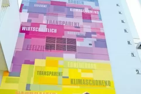 Aufsichtsratsvorsitzender Klaus Dillinger (hinten) und GML-Geschäftsführer Thomas Grommes vor der neuen Fassade. Im Hintergrund 