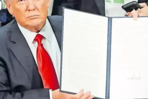 Eine erste Einreisebann-Verfügung unterschrieb Donald Trump am 25. Januar im Weißen Haus.