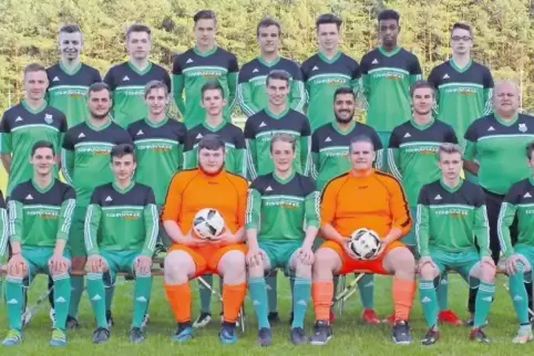 Der große A-Juniorenkader des SV Lemberg: (hintere Reihe von links) Daniel Weiz, Marius Lehner, Luca Mangold, Maximilian Hof, Ph