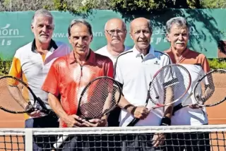 Das Herren-65-Doppelteam des TC Beindersheim (von links): Johannes Fruth, Edgar Geipel, Wolfgang Mäurer, Bernd Denzer und Lothar