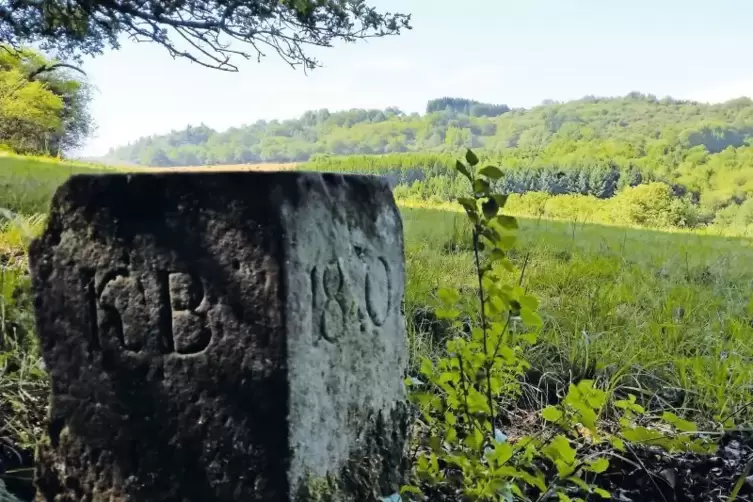 Preu&szlig;isch-bayerischer Grenzstein im Holzbachtal.