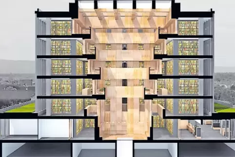 So sieht die geplante Bibliothek nach den Vorstellungen von Architekt Max Dudler aus.