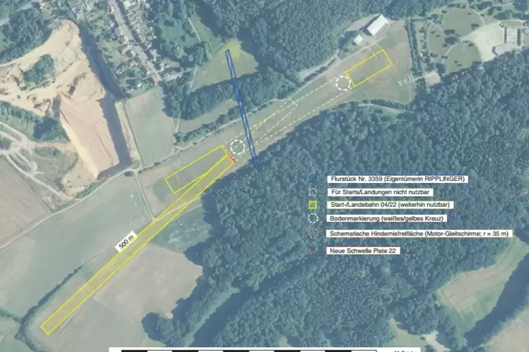 Mit dieser Fotomontage zeigt der Aeroclub Bexbach die Lage des umstrittenen und für die Flieger gesperrten Grundstücks.