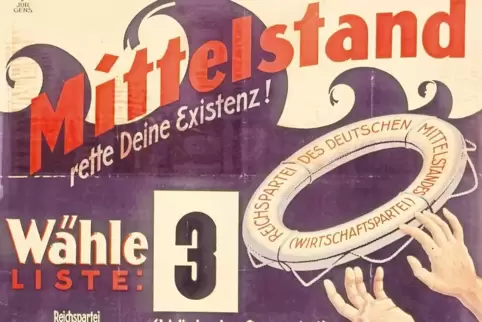 Als Splitterpartei eine von vielen: Die Wirtschaftspartei gewann 1928 in 3,3 Prozent.