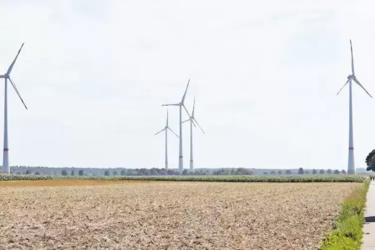 Produzieren nicht nur Strom, sondern auch Einnahmen für die Gemeinde: Hatzenbühler Windkraftanlagen (Blick von Hayna).