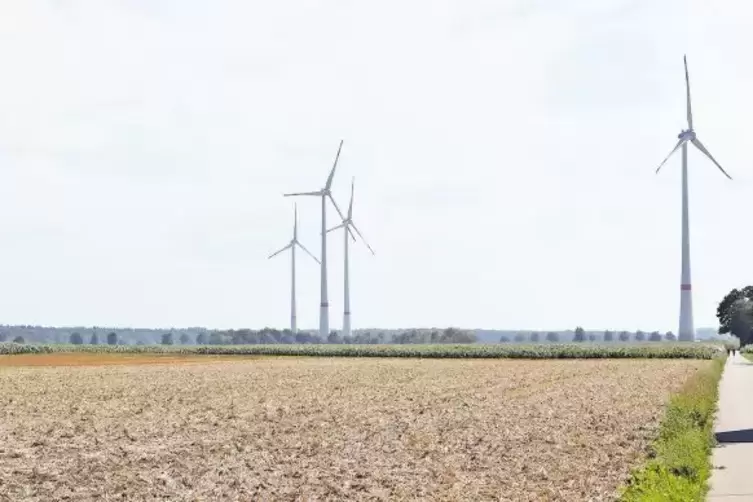 Produzieren nicht nur Strom, sondern auch Einnahmen für die Gemeinde: die Hatzenbühler Windkraftanlagen (Blick von Hayna).