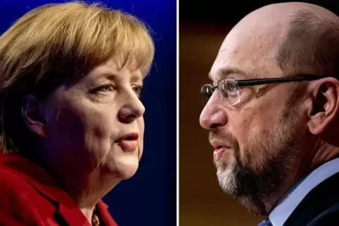 Treffen am 3. September zum Fernsehduell aufeinander: Bundeskanzlerin Angela Merkel (CDU) und SPD-Spitzenkandidat Martin Schulz.