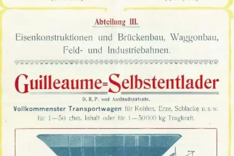 Werbeschrift f&uuml;r ein Produkt der Eisenbahnabteilung.