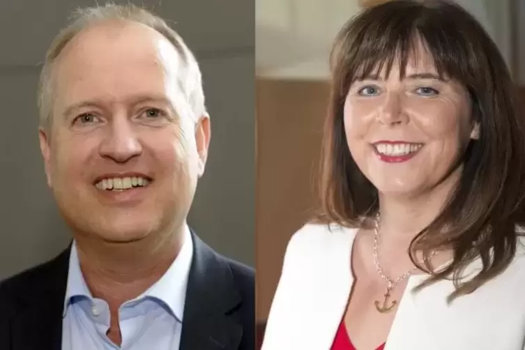 Liegen gleichauf in der Meinungsumfrage: die OB-Kandidaten Peter Uebel (53, CDU) und Jutta Steinruck (54, SPD). Archivfotos: Kun
