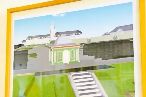 Eine der 3D-Darstellungen: Sie zeigt das frühere Teehaus.
