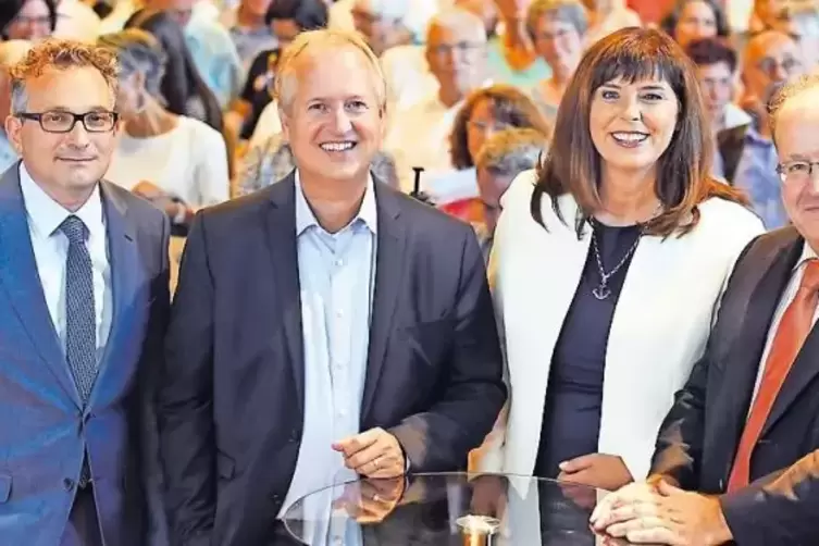 Thorsten Portisch, Peter Uebel, Jutta Steinruck und Dirk Schmitz (von links) beim RHEINPFALZ-Forum.