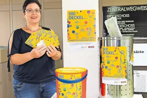 Für 500 Deckel gibt es eine Polio-Impfung: Simone Zeiser-Schlichter hat sich dafür eingesetzt, dass eine Sammelstation für Kunst