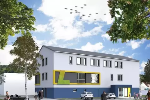 Soll Raum für rund 30 Arbeitsplätze bieten: das neue Verwaltungsgebäude an der Bahnstraße in Landstuhl.  Entwurf: Blanz/frei 