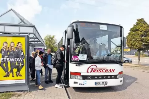 Der Bus fährt am Bahnhof Wörth zur gleichen Zeit ab, wie die Regionalbahn.