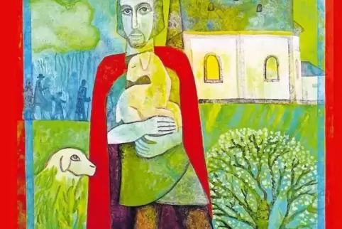 Der gute Hirte: Eigens für das Jubiläumsjahr hat die Künstlerin Beate Heinen ein neues Wendelinbild gemalt, das als offizielles 