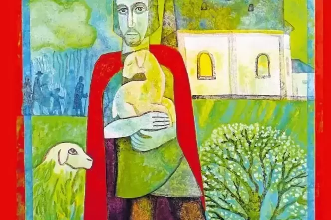 Der gute Hirte: Eigens für das Jubiläumsjahr hat die Künstlerin Beate Heinen ein neues Wendelinbild gemalt, das als offizielles