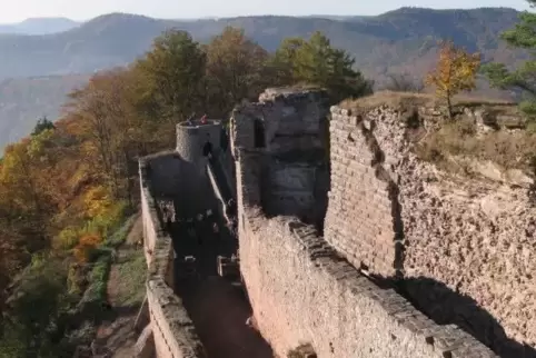 Der Jugendliche kletterte über ein Geländer auf der Burg Neuscharfeneck. Foto: van 