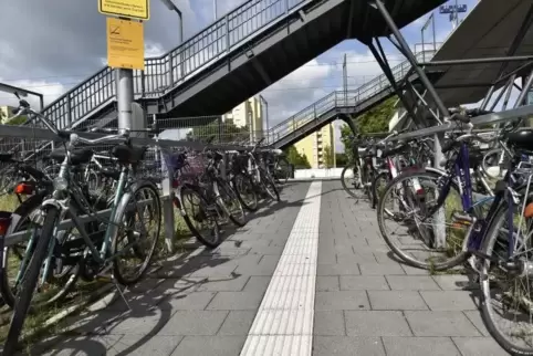 Fahrräder werden derzeit an dem vor zweieinhalb Jahren eröffneten Bahnhaltepunkt im Süden Frankenthals wild auf dem ganzen Gelän