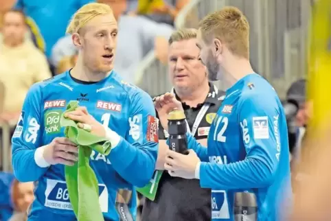 Kann mit Mikael Appelgren (links) und Andreas Palicka sehr zufrieden sein: Trainer Nikolaj Jacobsen.
