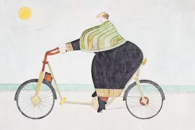 Arbeit von Gustav Sievers aus dem Jahr 1903. Eine Auswahl mit „Fahrradfantasien“ ergänzt die Kuratorenschau.