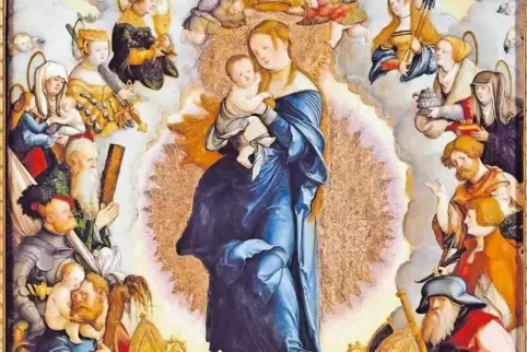 1536 entstanden: Madonna mit den 14 Heiligen des Zimmernschen Hauses auf der Mitteltafel des Wildensteiner Altars.
