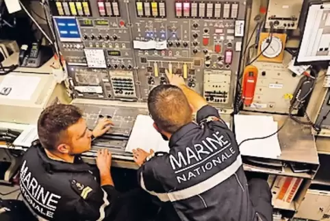 An Bord eines französischen Atom-U-Bootes.