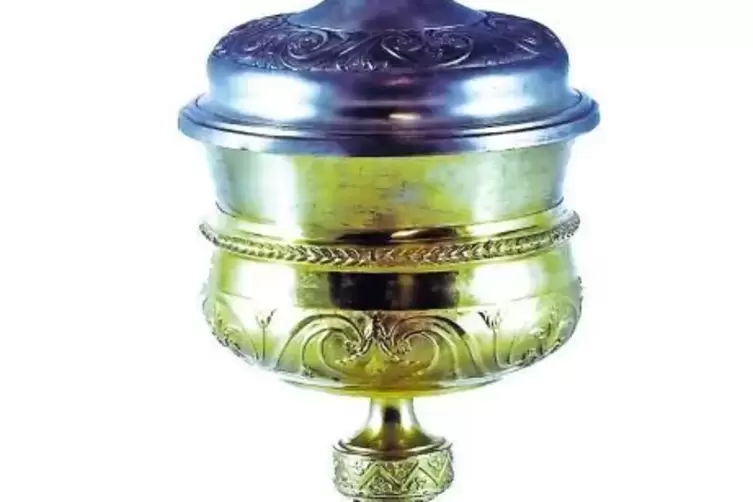 Das Ziborium (Hostienbeh&auml;lter) in klassizistischem Stil ist Eigentum der Kirche St. Albert in Landau.