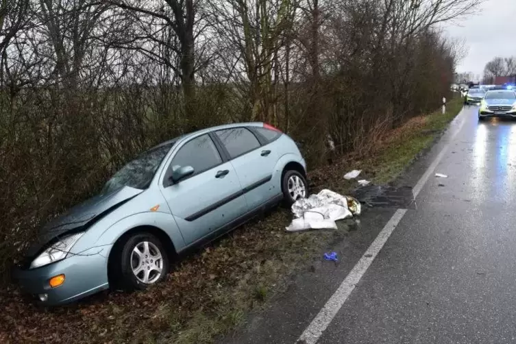Auf dem Weg Richtung Neulußheim war das Auto, als die Fahrerin die Kontrolle verlor und der Wagen von der Straße abkam. Foto: Pr