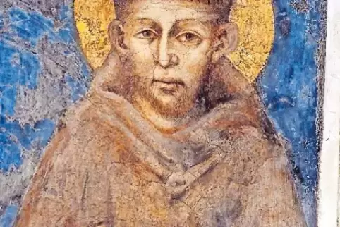 Franz von Assisi: historische Darstellung des Heiligen. Von seinen Speyerer Gefährten sind keine Porträts überliefert.