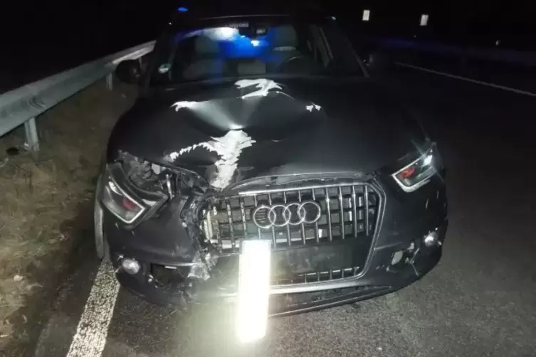 Bei dem Unfall mit einem Audi auf der A 65 entstand ein Sachschaden von 20.000 Euro. Foto: Polizei