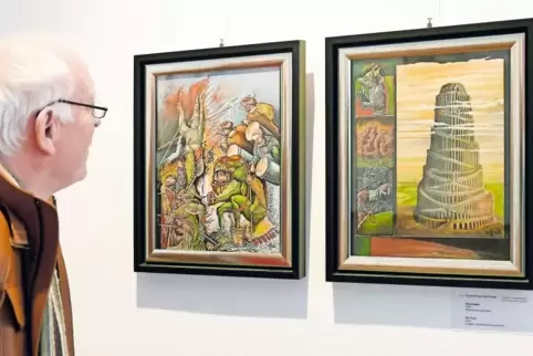 Von nah und fern kamen die Interessenten ins Kunsthaus wie hier Werner Härtel aus Dannstadt-Schauernheim, der Harald Klimeks Dip