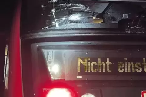 Die Frontscheibe der Lok wurde beschädigt.