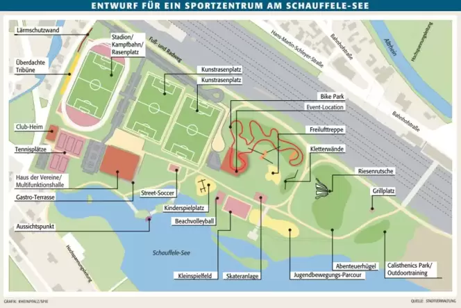 Erste Skizzen für eine Sport- und Freizeitanlage am Schauffele-See. Erste Skizzen für eine Sport- und Freizeitanlage am Schauffele-See.